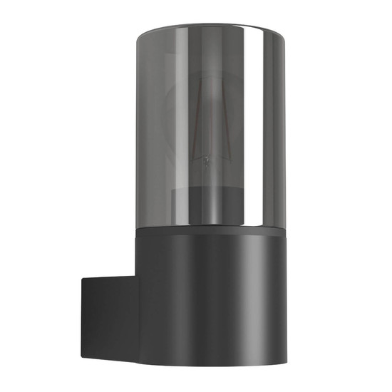 Eglo Außen-Wandleuchte Cropani E27 IP54 Schwarz-matt Schwarz-grau-transparent Glas 19,5x12cm 902441