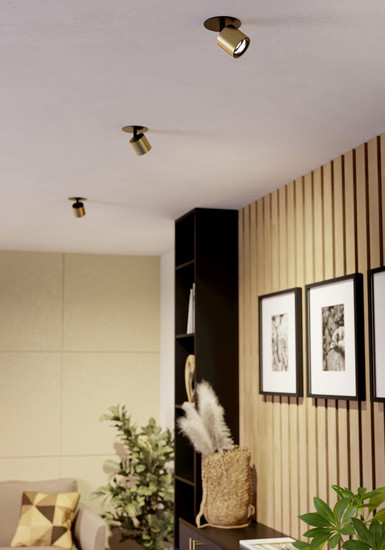 Eglo LED Spot Mengibar Tube dimmbar 4,8W CCT warm-/neutral-/tageslichtweiss 2700/4000/6500K Gold Schwarz Ø9cm 902722