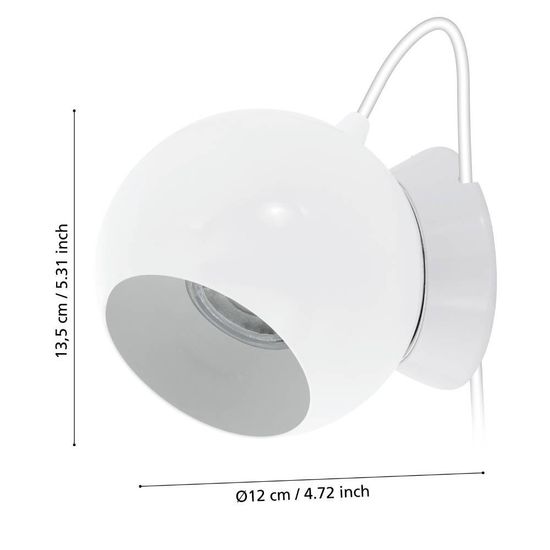 Eglo 94513 PETTO 1 LED GU10 Tischleuchte Wandleuchte 1x3W Ø105mm Weiss