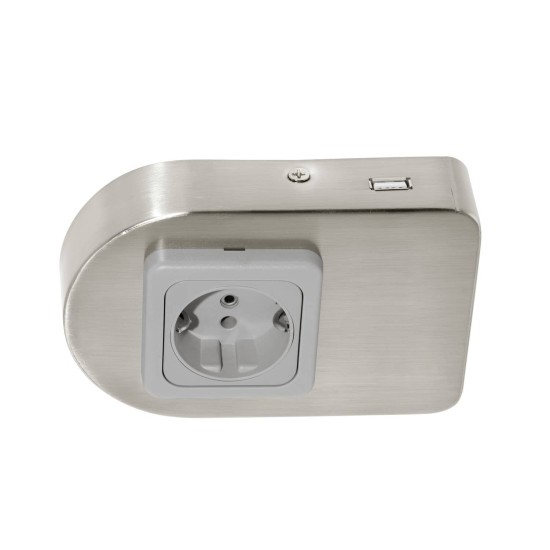 Eglo 94662 Taxano Unterbausteckdose USB rund Stahl Nickel-matt