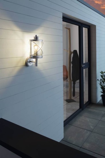 Eglo 94865 HILBURN 1 E27 Außen-Wandleuchte Silber-Antik IP44