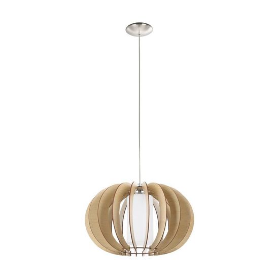 Eglo 95598 STELLATO 1 E27 Hängeleuchte Ø400mm Ahorn Weiss