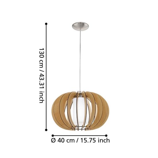 Eglo 95598 STELLATO 1 E27 Hängeleuchte Ø400mm Ahorn Weiss