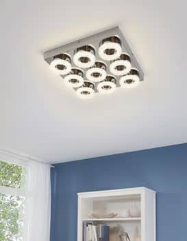 Eglo 95665 Fradelo LED Deckenleuchte rund 9x4W Stahl Chrom