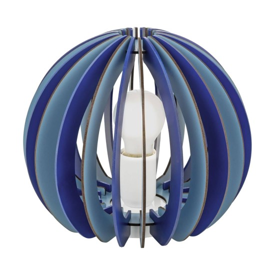 Eglo 95951 Fabella Tischleuchte E27 Holz Blau-Dunkelblau