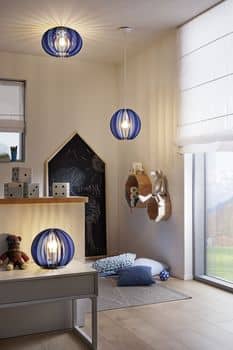 Eglo 95951 Fabella Tischleuchte E27 Holz Blau-Dunkelblau