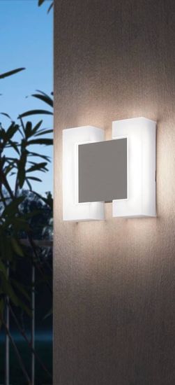 Eglo 95987 SITIA LED Außen-Wand-/Deckenleuchte 2x4,8W Nickel-Matt Weiss Warmweiss IP44