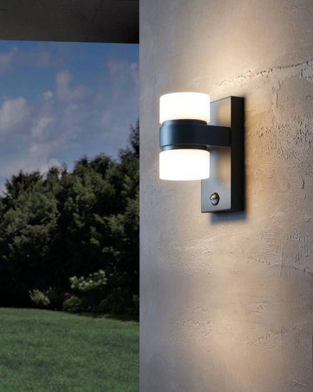 Eglo 96276 ATOLLARI LED Außen-Wandleuchte 2x4,9W Sensor Anthrazit Warmweiss IP44