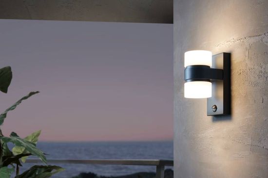 Eglo 96276 ATOLLARI LED Außen-Wandleuchte 2x4,9W Sensor Anthrazit Warmweiss IP44