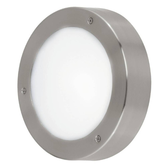 Eglo 96365 VENTO 2 LED Außen-Wand-/Deckenleuchte 5,4W Ø185mm Edelstahl Weiss Warmweiss IP44