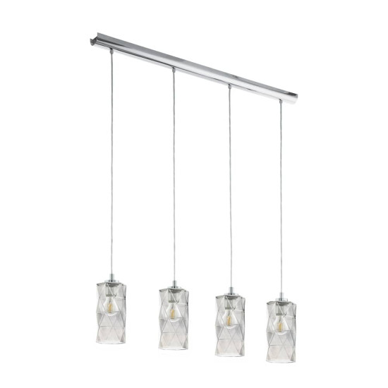 Eglo 96929 Estevau Hängeleuchte 4XE27 chrom schwarz transparent