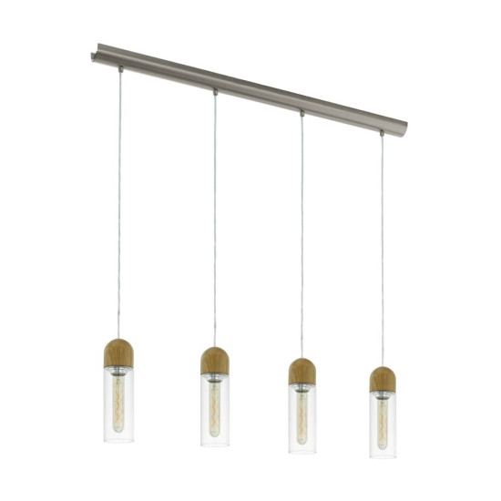 Eglo 96945 Zacharo 1 Hängeleuchte 4X4W nickel braun klar