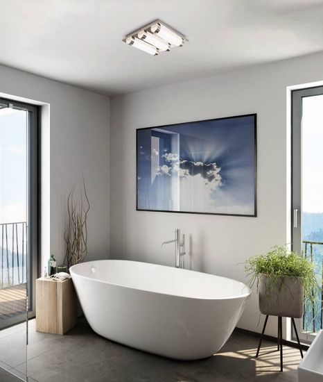 Eglo 97056 TOLORICO LED Wand-/Deckenleuchte 22W 350x350mm Chrom Neutralweiss IP44