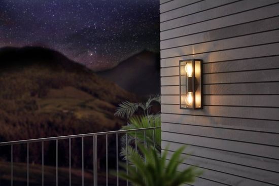 Eglo 98273 ALAMONTE 1 E27 Außen-Wand-/Deckenleuchte klar Schwarz IP44