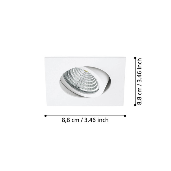 Eglo LED Einbauspot Saliceto dimmbar 4,8W warmweiss 2700K Weiss Aluminium 9x9cm 98302