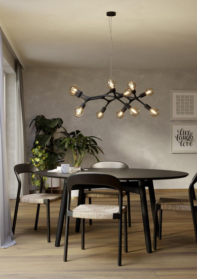 Eglo Pendelleuchte Bocadella 12-flammig E27 Schwarz Stahl Ø92cm 98347