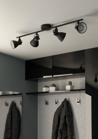 Eglo 98408 SERAS 2 LED GU10 4-fach Spotleuchte 4x3W 770x65mm Schwarz