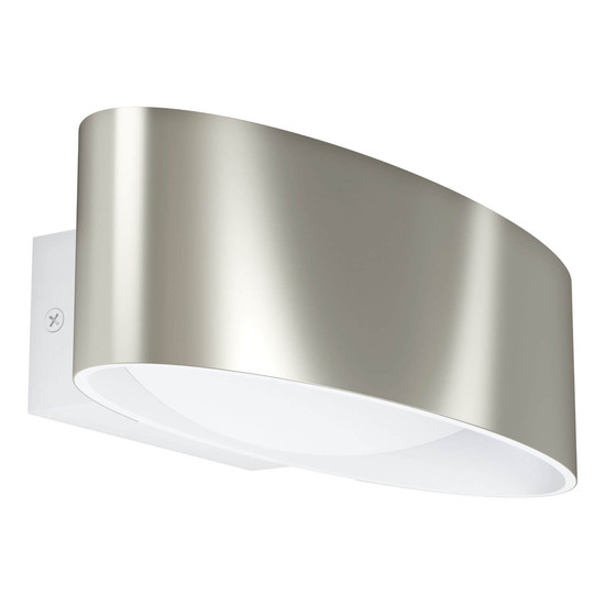Eglo LED Wandleuchte Maccacari 10W warmweiss 3000K Weiss Nickel-matt Transparent Aluminium Stahl 27x7,5cm 98543