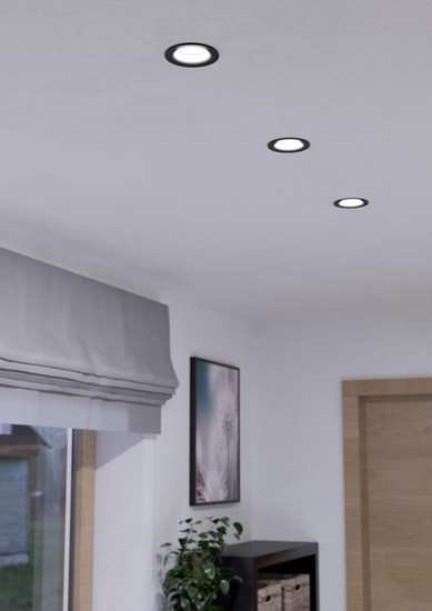 Eglo LED Einbauspot Saliceto dimmbar 4,8W warmweiss 2700K Schwarz Aluminium starr Ø9cm 98607