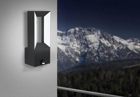 Eglo 98726 RIFORANO LED Außen-Wand-/Deckenleuchte 2x5W Sensor Schwarz Weiss Warmweiss IP44