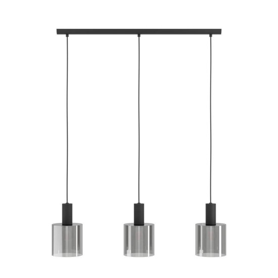 Eglo 98753 GOROSIBA E27 3-fach Hängeleuchte 850x150mm Schwarz-Transparent
