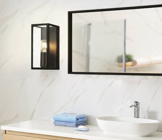 Eglo 99123 AMEZOLA E27 Wandleuchte Schwarz IP44