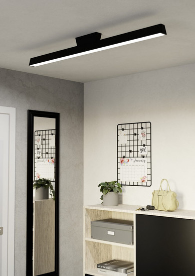 Eglo LED Deckenleuchte Simolaris-Z Smart dimmbar 35W RGB CCT warm-/tageslichtweiss 2700-6500K Zigbee Schwarz Aluminium Stahl 122x11cm 99602