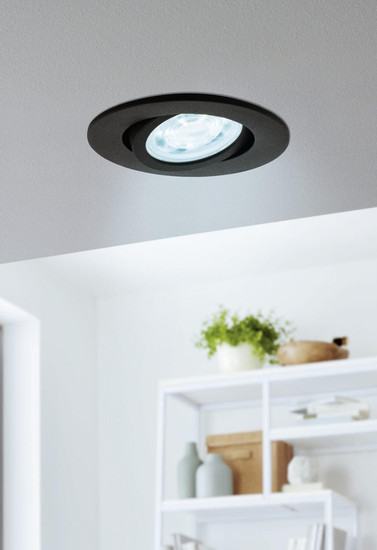 Eglo LED Einbauspot Saliceto-Z Smart dimmbar 4,7W RGB CCT warm-/tageslichtweiss 2700-6500K Zigbee Schwarz Aluminium Ø9cm 99669