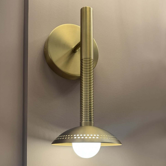Elstead Arden LED Wandleuchte dimmbar warmweiss 6W Gold gebürstet Alu Stahl Opalglas 36cm