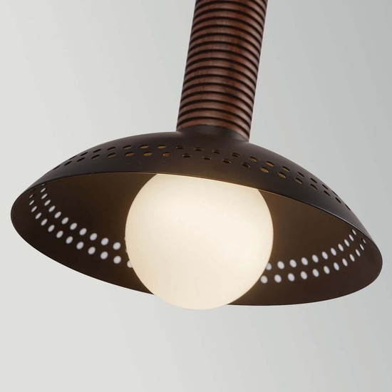 Elstead Arden LED Wandleuchte dimmbar warmweiss 6W Mattschwarz-Walnuss Alu Stahl Opalglas 36cm