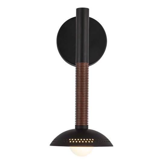 Elstead Arden LED Wandleuchte dimmbar warmweiss 6W Mattschwarz-Walnuss Alu Stahl Opalglas 36cm