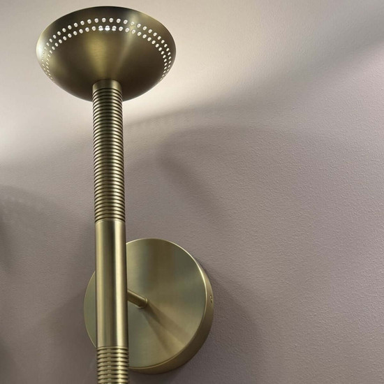 Elstead Arden LED Wandleuchte 2-flammig dimmbar warmweiss 11W Gold gebürstet Alu Stahl Opalglas 57cm