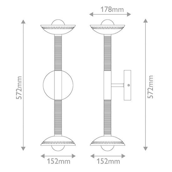 Elstead Arden LED Wandleuchte 2-flammig dimmbar warmweiss 11W Gold gebürstet Alu Stahl Opalglas 57cm