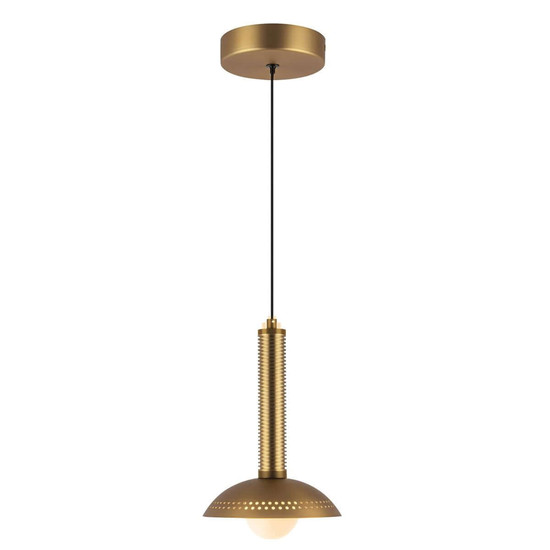 Elstead Arden LED Pendelleuchte dimmbar warmweiss 6W Gold gebürstet Alu Stahl Opalglas Ø15cm