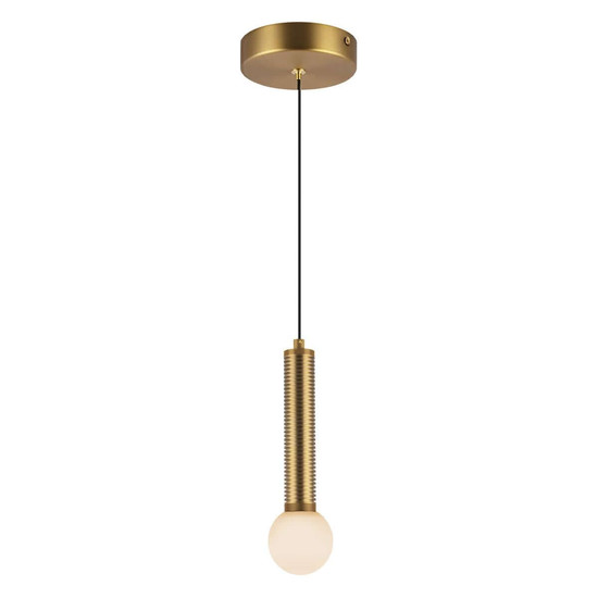 Elstead Arden LED Pendelleuchte dimmbar warmweiss 6W Gold gebürstet Alu Stahl Opalglas Ø15cm