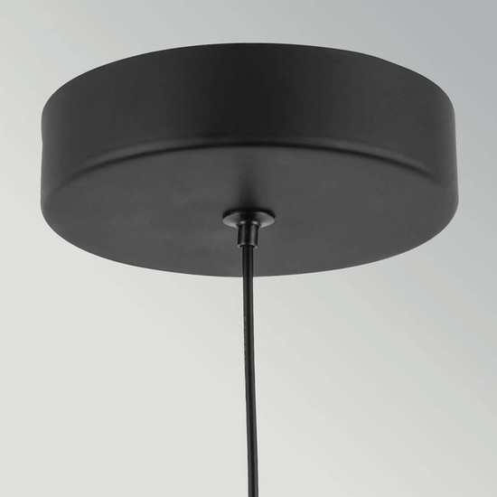 Elstead Arden LED Pendelleuchte dimmbar warmweiss 6W Mattschwarz-Walnuss Alu Stahl Opalglas Ø15cm