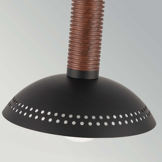 Elstead Arden LED Pendelleuchte dimmbar warmweiss 6W Mattschwarz-Walnuss Alu Stahl Opalglas Ø15cm