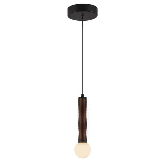 Elstead Arden LED Pendelleuchte dimmbar warmweiss 6W Mattschwarz-Walnuss Alu Stahl Opalglas Ø15cm