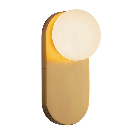 Elstead Ariel Wandleuchte E27 Gold gebürstet Stahl Opalglas 32cm