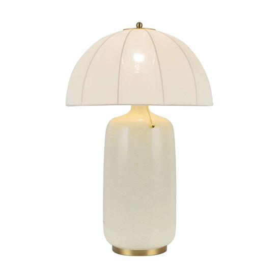 Elstead Crosby Tischleuchte E27 Creme-Gold Stahl Stoffschirm 70cm