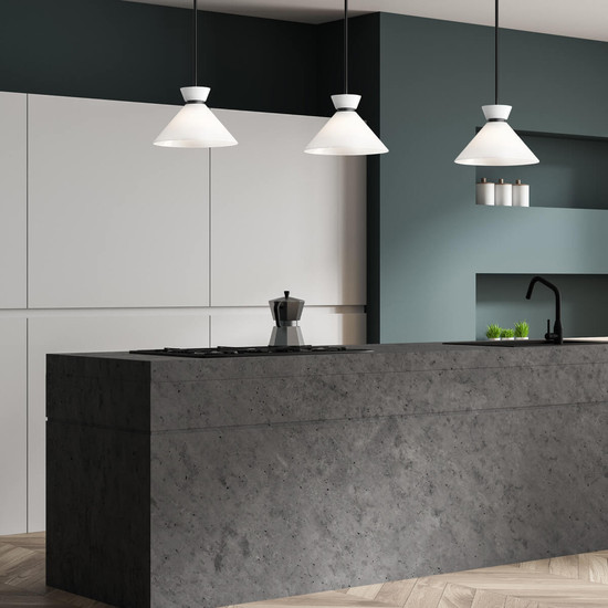 Elstead Halston Pendelleuchte E27 Mattes Schwarz Opal