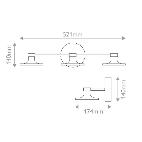 Elstead Issa LED Bad-Wandleuchte 3-flammig dimmbar IP44 warmweiss 20W Gold gebürstet Alu 52cm