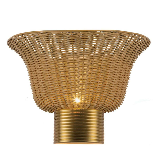 Elstead Kai Wandleuchte 2-flammig E14 Gold gebürstet Alu Rattan 25cm