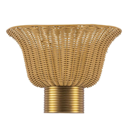 Elstead Kai Wandleuchte 2-flammig E14 Gold gebürstet Alu Rattan 25cm