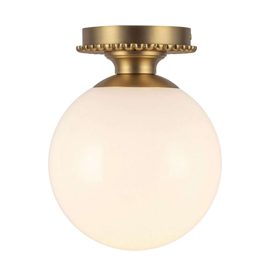 Elstead Otis Bad-Deckenleuchte E27 IP44 Gold gebürstet Stahl Opalglas Ø20cm