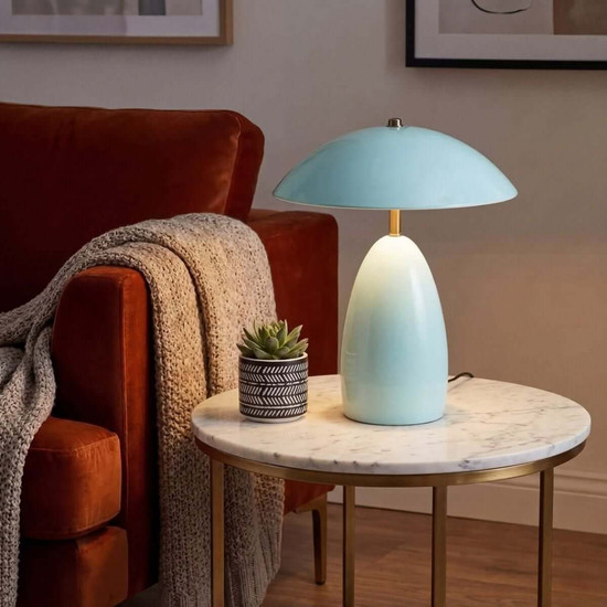 Elstead Poppy LED Tischleuchte dimmbar warmweiss 8W Hellblau Alu Stahl 35cm