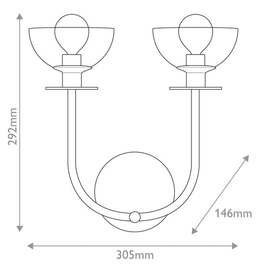 Elstead Sylvia Wandleuchte E14 2-fach Gebürstete Goldoptik Glas klar