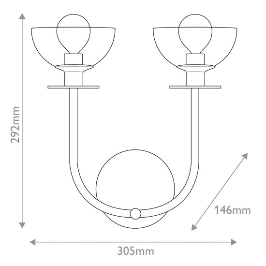 Elstead Sylvia Wandleuchte E14 2-fach Mattes Schwarz Glas klar
