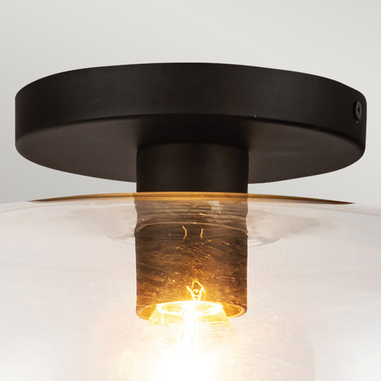 Elstead Sylvia Deckenleuchte E27 Mattes Schwarz Glas klar