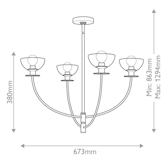 Elstead Sylvia Kronleuchter E14 4-fach Mattes Schwarz Glas klar